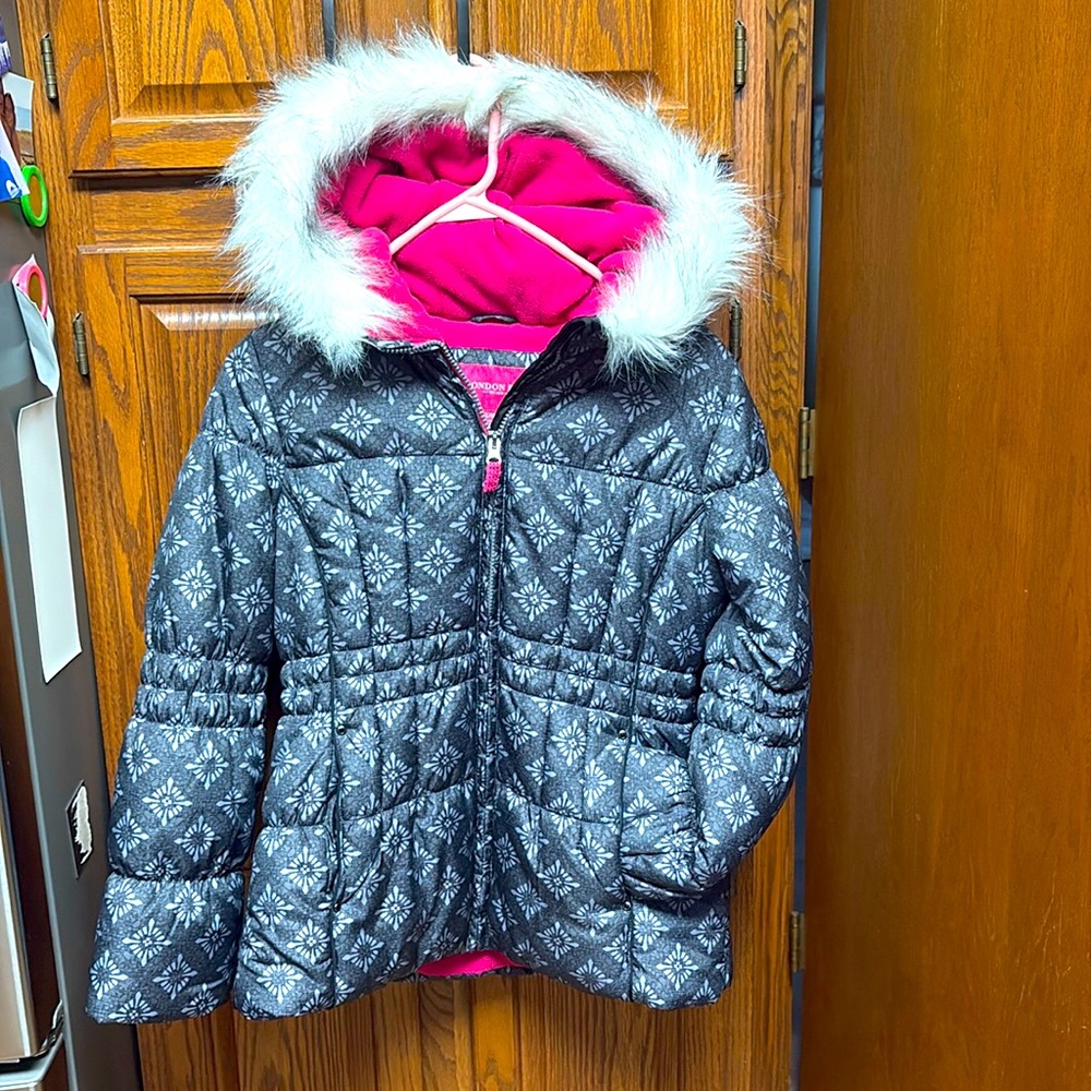 London Fog Girls L Winter Coat Gray/ Pink